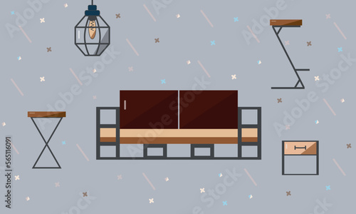 Furniture icons set, loft, modern, sofa, vector