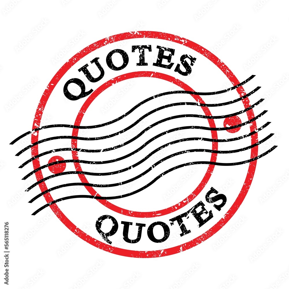 QUOTES, text written on red-black  postal stamp.