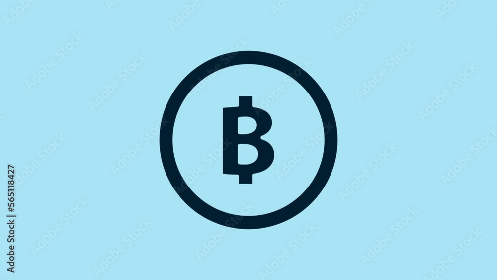 Blue Cryptocurrency coin Bitcoin icon isolated on blue background. Physical bit coin. Blockchain based secure crypto currency. 4K Video motion graphic animation Blue Cryptocurrency coin Bitcoin icon isolated on blue background. Physical bit coin. Blockchain based secure crypto currency. 4K Video motion graphic animation
