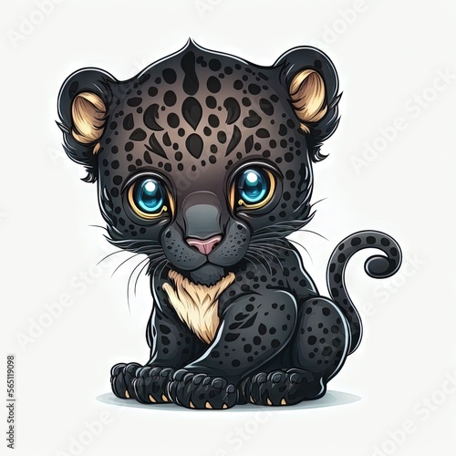  a black leopard with blue eyes sitting down on a white background with a white background and a black leopard with blue eyes sitting down on a white background with a white backgroundgenerative ai photo