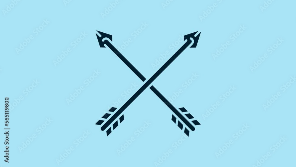Blue Crossed arrows icon isolated on blue background. 4K Video motion graphic animation Blue Crossed arrows icon isolated on blue background. 4K Video motion graphic animation