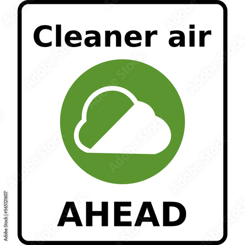 Vector graphic road sign for a cleaner air zone ahead. It consists of a white sign with black lettering