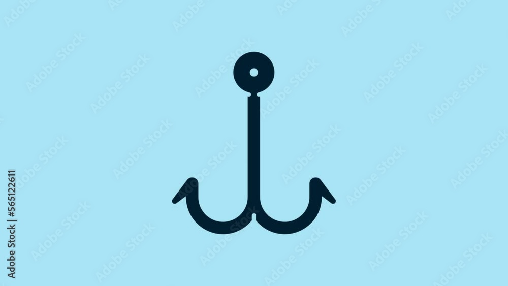 Blue Fishing hook icon isolated on blue background. Fishing tackle. 4K Video motion graphic animation Blue Fishing hook icon isolated on blue background. Fishing tackle. 4K Video motion graphic animation