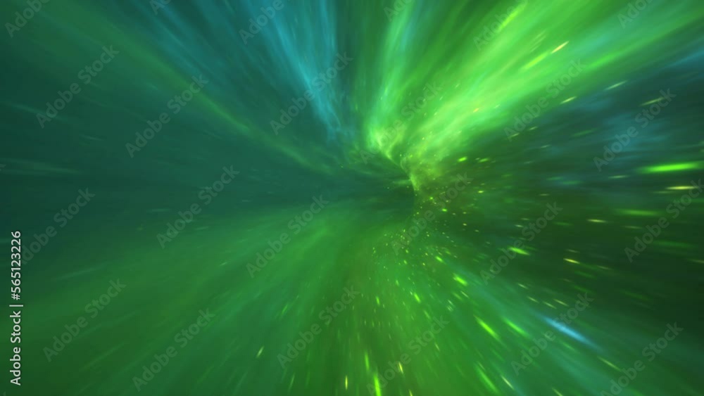 Hyper speed space travel concept. Warp tunnel wormhole moving in hyperspace