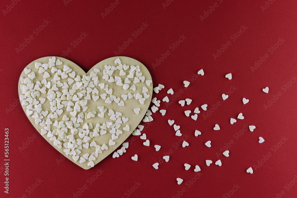 Valentine's Day, decorative heart on a red background, space for text