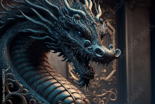 A fantasy ancient Chinese style theme dragon. Generative AI  © nadunprabodana
