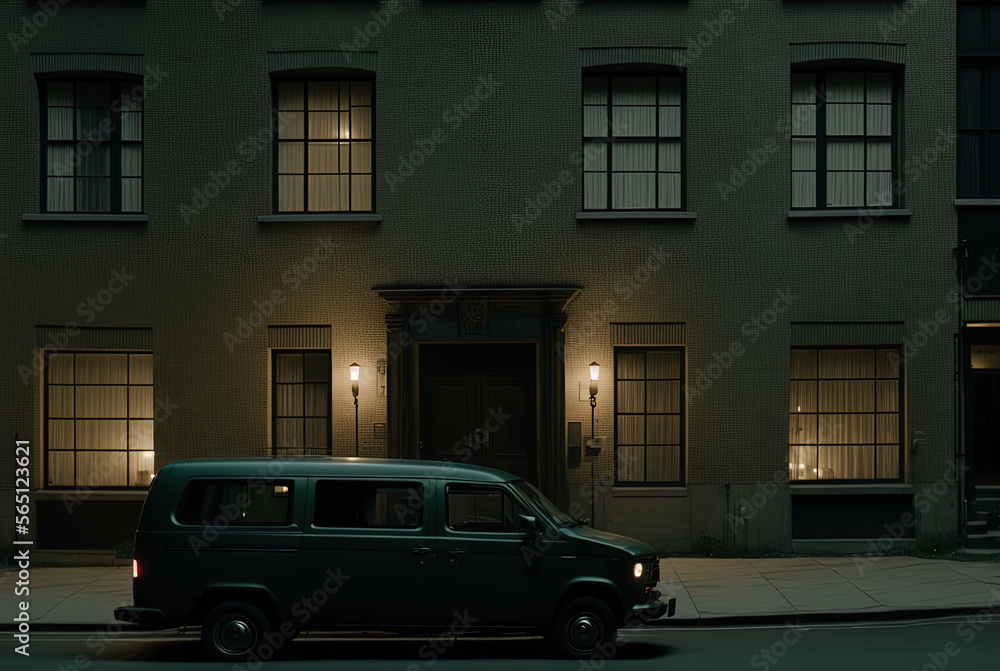 A mysterious van parked at night. Made with Generative AI. A mysterious van parked at night. Made with Generative AI.
