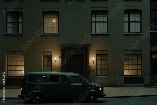 A mysterious van parked at night. Made with Generative AI.  © AI Movie