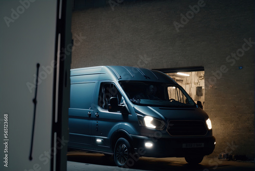 A mysterious van parked at night. Made with Generative AI.  © AI Movie