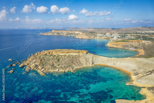 Fototapeta Naklejka Na Ścianę i Meble -  Landscape with Għajn Tuffieħa and Golden bay beach, Malta