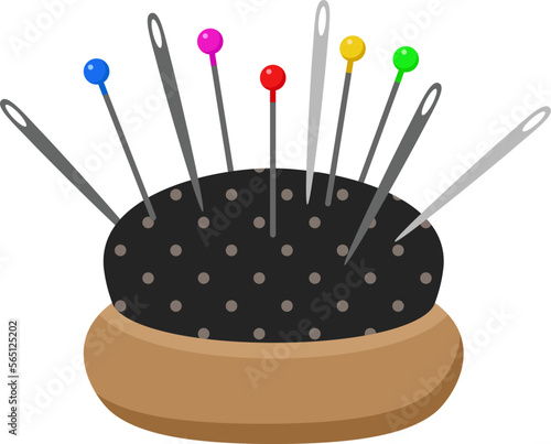 vector pincushion with pins and needles