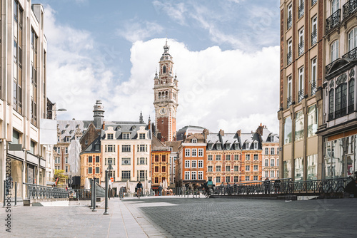 Fototapeta Naklejka Na Ścianę i Meble -  View on the Grand Place of Lille Flanders France Generalle de Gaulle