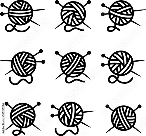 vector yarn ball knit icon