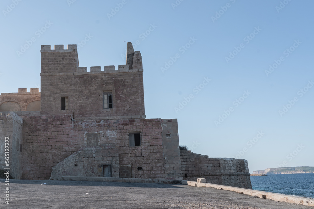 Ruins of a fortress like building in Malta close to Cirkewwa