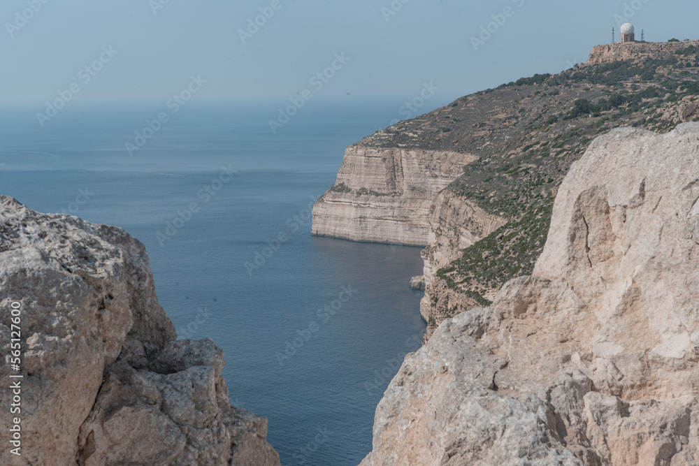 White cliffs at the sea in Malta on a sunny summer day White cliffs at the sea in Malta on a sunny summer day