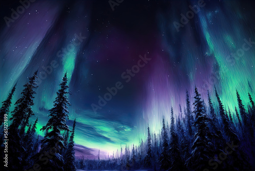 Magical and mystical northern lights. Aurora Borealis. 