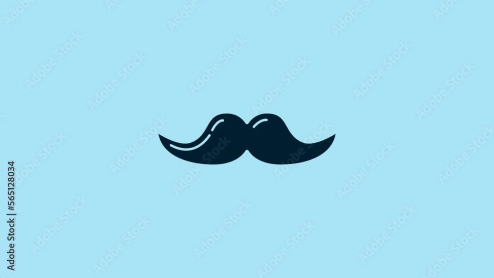 Blue Mustache icon isolated on blue background. Barbershop symbol. Facial hair style. 4K Video motion graphic animation Blue Mustache icon isolated on blue background. Barbershop symbol. Facial hair style. 4K Video motion graphic animation
