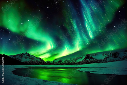 Fotografia Magical and mystical northern lights. Aurora Borealis.