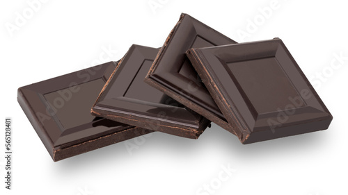 Foto Square pieces of black chocolate bar stacked