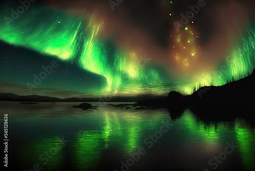 Magical and mystical northern lights. Aurora Borealis.  © ECrafts