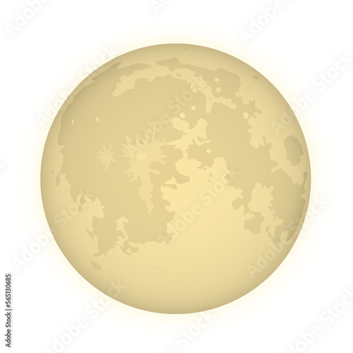 Illustration of full moon on transparent background.