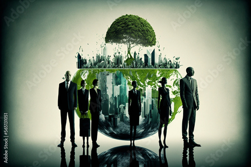 Generative Ai of ESG, Environmental, Social, and Corporate Governance concept. 	
