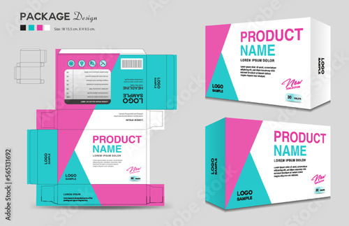 Supplements and Cosmetic box design, Package design template, box outline, Box Packaging design, Label design, healthcare label, packaging design creative idea vector, realistic mock-up