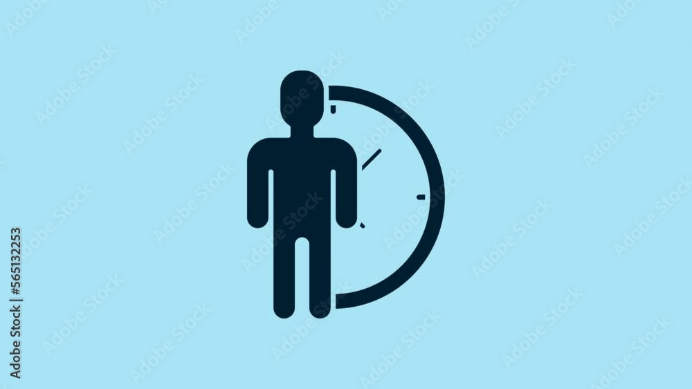 Blue Time Management icon isolated on blue background. Clock and gear sign. Productivity symbol. 4K Video motion graphic animation Blue Time Management icon isolated on blue background. Clock and gear sign. Productivity symbol. 4K Video motion graphic animation