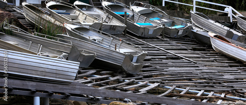 Old metal boats on the beach
