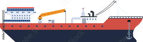 Cargo ship flat icon. Tanker marine transport