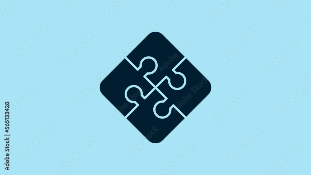 Blue Piece of puzzle icon isolated on blue background. Business, marketing, finance, template, layout, infographics, internet concept. 4K Video motion graphic animation Blue Piece of puzzle icon isolated on blue background. Business, marketing, finance, template, layout, infographics, internet concept. 4K Video motion graphic animation