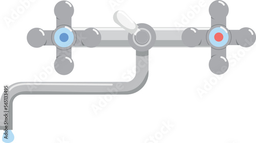 Cold and hot water tap. Cartoon valve icon