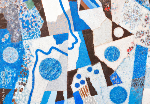 Quadro su tela Blue, brown and white in geometric shapes in an avant-garde color pattern