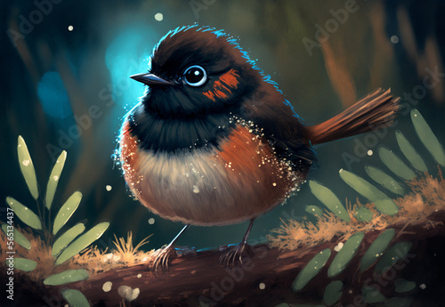 A very cute Eastern Towhee,illustration,created with Generative AI Technology photo