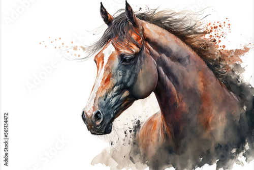 portrait of a horse in aquarelle style, ai generated photo