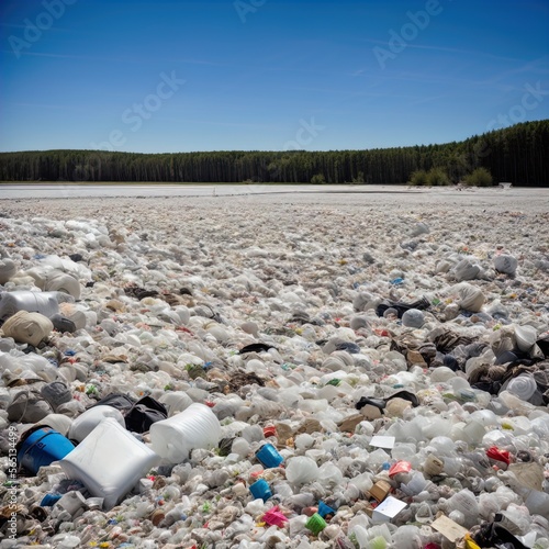 Giant heap of plastic waste. Environmental pollution. 