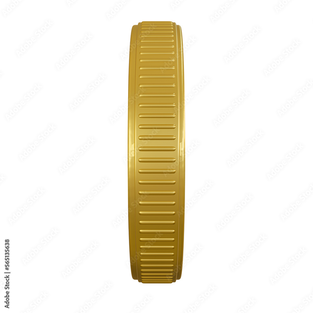 Golden coin in realistic 3d render Golden coin in realistic 3d render