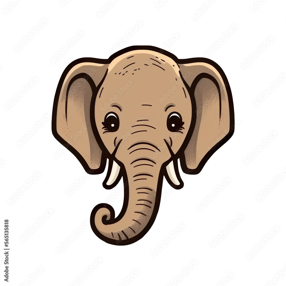 Cartoon elephant head created with generative AI Stock Illustration