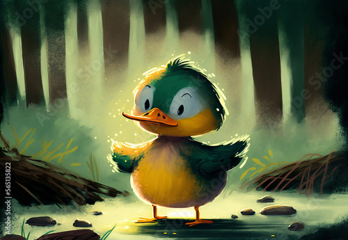 A very cute Mallard Duck,illustration,created with Generative AI Technology photo