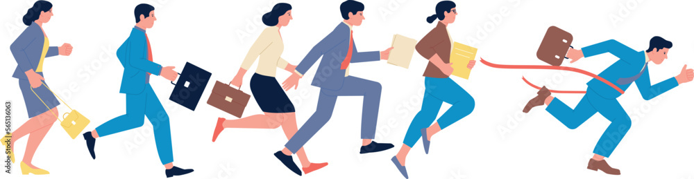 Career race. Corporate workers running. Team competition Career race. Corporate workers running. Team competition