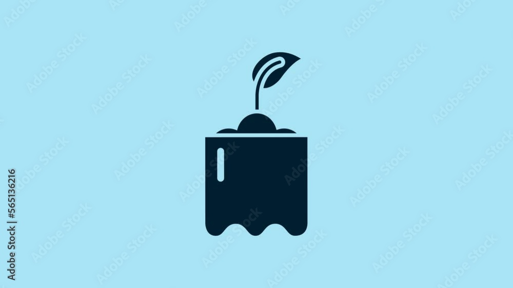 Blue Sprout in bottle icon isolated on blue background. Seed and seedling. Leaves sign. Leaf nature. 4K Video motion graphic animation Blue Sprout in bottle icon isolated on blue background. Seed and seedling. Leaves sign. Leaf nature. 4K Video motion graphic animation