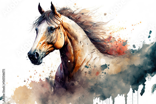 portrait of a horse in aquarelle style  ai generated