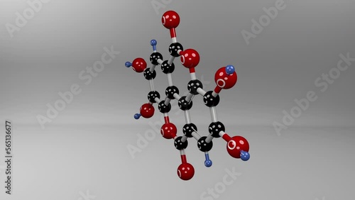 Ellagic acid molecule. Molecular structure of lagistase, dietary supplement which might reduce harmful gut bacteria and is an investigational drug studied for treatment of Follicular Lymphoma. photo