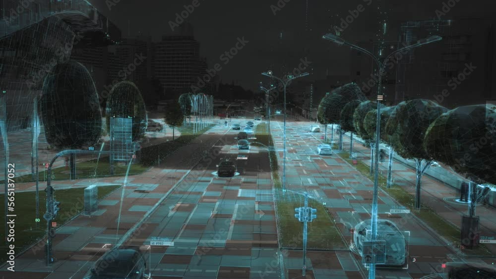 Communication network concept in smart city. Artificial Intelligence technology, digital city, 5g networks