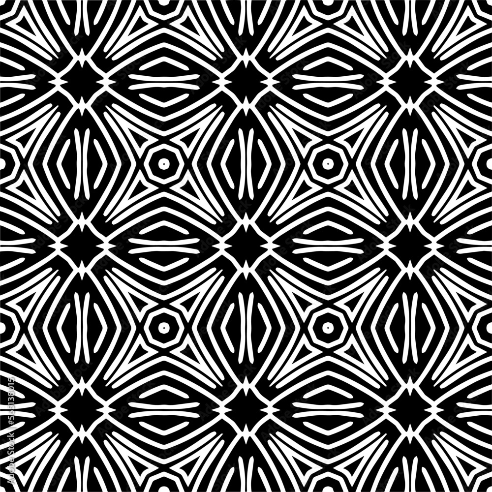 Vector pattern in geometric ornamental style. Black and white color.Seamless repeat pattern.Simple geo all over print block for apparel textile, ladies dress, fashion garment, digital wall paper. Vector pattern in geometric ornamental style. Black and white color.Seamless repeat pattern.Simple geo all over print block for apparel textile, ladies dress, fashion garment, digital wall paper.