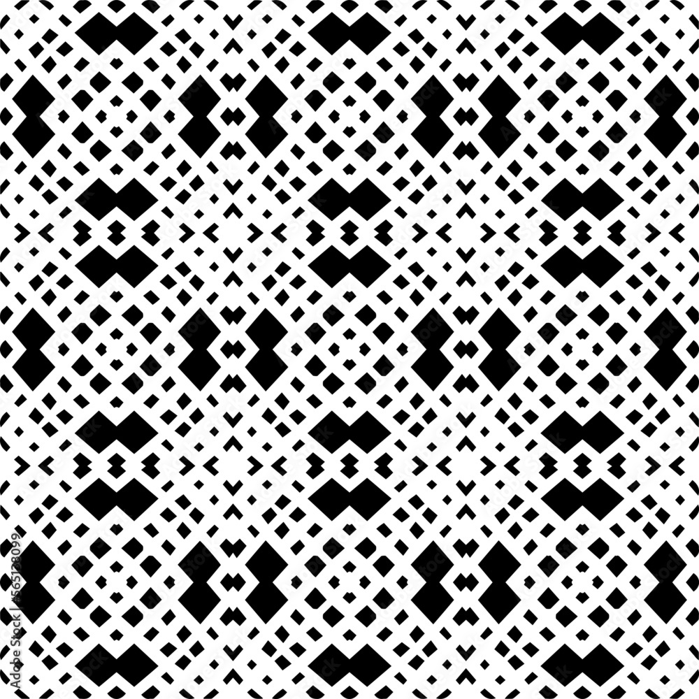 Vector pattern in geometric ornamental style. Black and white color.Seamless repeat pattern.Simple geo all over print block for apparel textile, ladies dress, fashion garment, digital wall paper. Vector pattern in geometric ornamental style. Black and white color.Seamless repeat pattern.Simple geo all over print block for apparel textile, ladies dress, fashion garment, digital wall paper.