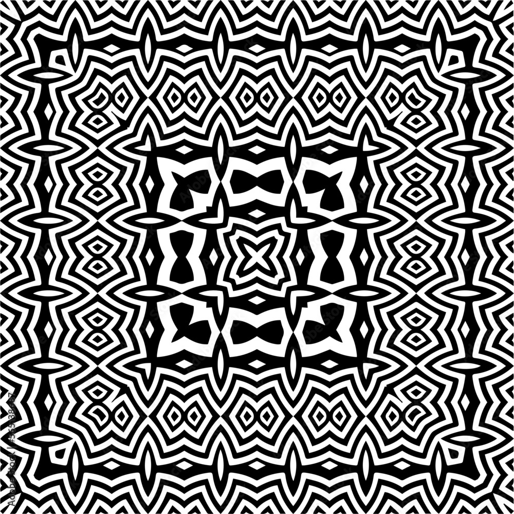 Vector pattern in geometric ornamental style. Black and white color.Seamless repeat pattern.Simple geo all over print block for apparel textile, ladies dress, fashion garment, digital wall paper. Vector pattern in geometric ornamental style. Black and white color.Seamless repeat pattern.Simple geo all over print block for apparel textile, ladies dress, fashion garment, digital wall paper.
