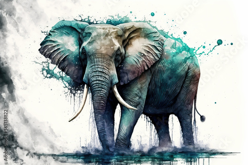 portrait of an elephant in aquarelle style  ai generated