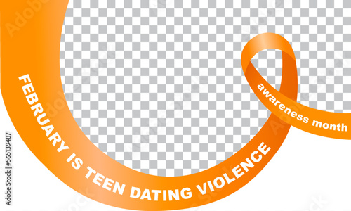 Plantilla banner de febrero mes de concientización sobre la violencia en las citas entre adolescentes, violencia en el noviazgo y 25 de noviembre, dia naranja
