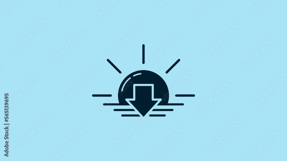 Blue Sunset icon isolated on blue background. 4K Video motion graphic animation Blue Sunset icon isolated on blue background. 4K Video motion graphic animation